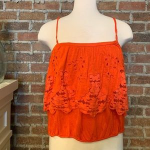 Orange Lace Accented Free People Top